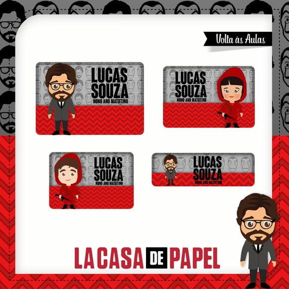 Etiqueta Escolar em Vinil La Casa de Papel