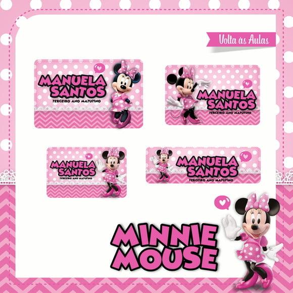Etiqueta Escolar em Vinil Minnie Rosa