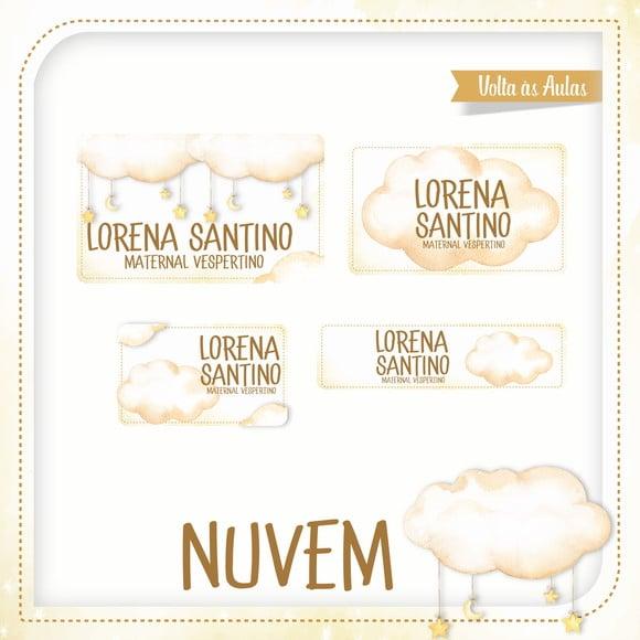 Etiqueta Escolar em Vinil Nuvens