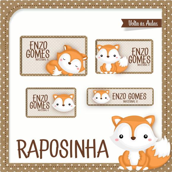 Etiqueta Escolar em Vinil Raposinha