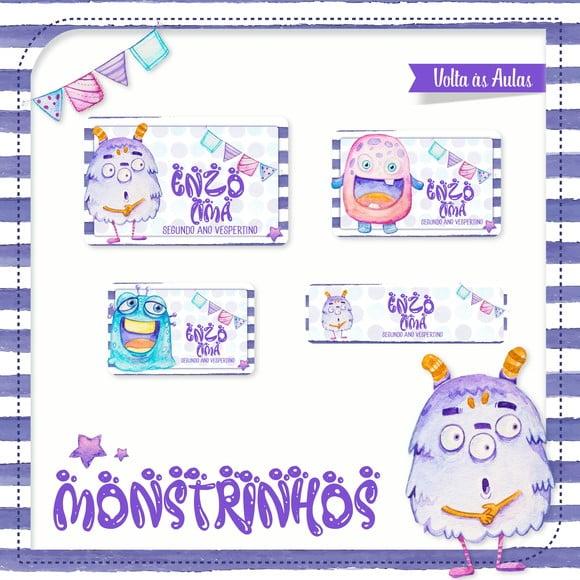 Etiqueta Escolar Monstrinhos