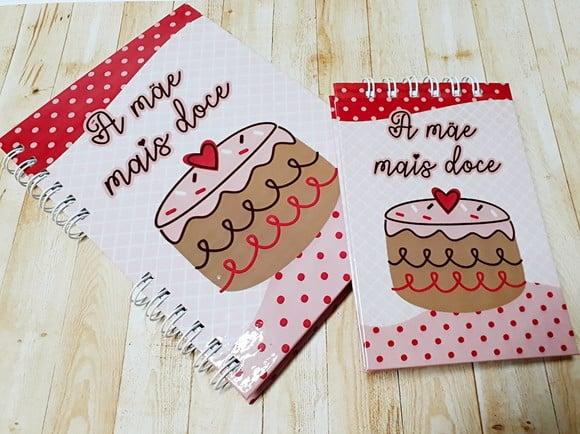 Kit Caderno de Receitas + Bloquinho Dia das Mães
