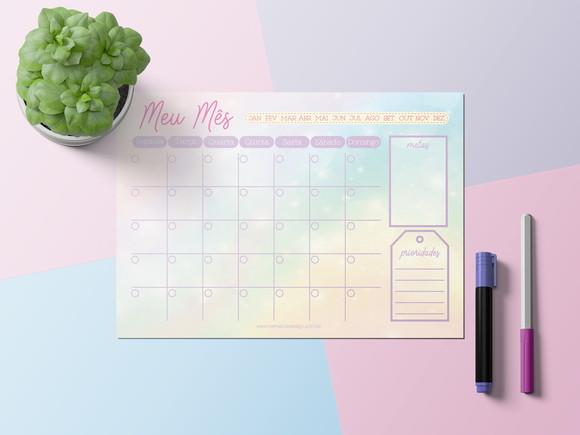 Planner de Mesa Mensal Horizontal