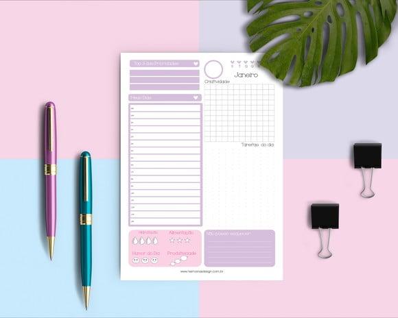 Planner de Mesa Vertical Diário