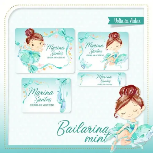 Etiqueta Escolar Bailarina Mint