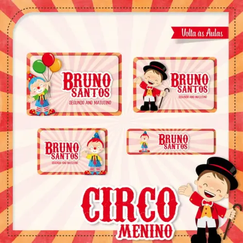 Etiqueta Escolar Baby Circo Menino