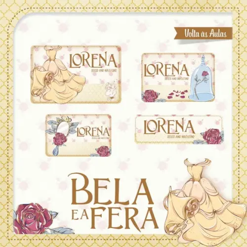 Etiqueta Escolar Bela e a Fera