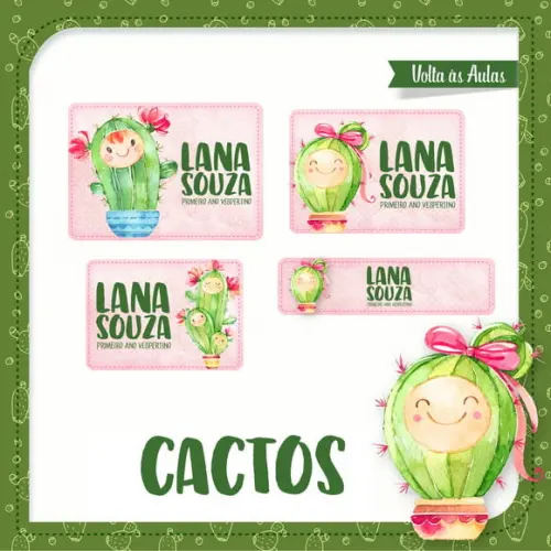 Etiqueta Escolar Cactos