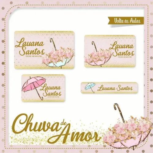 Etiqueta Escolar Chuva de Amor