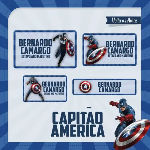 Etiqueta Escolar Capitão América