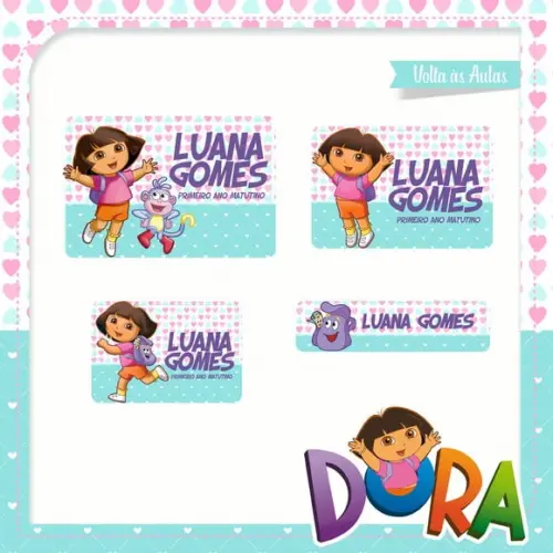 Etiqueta Escolar Dora Aventureira