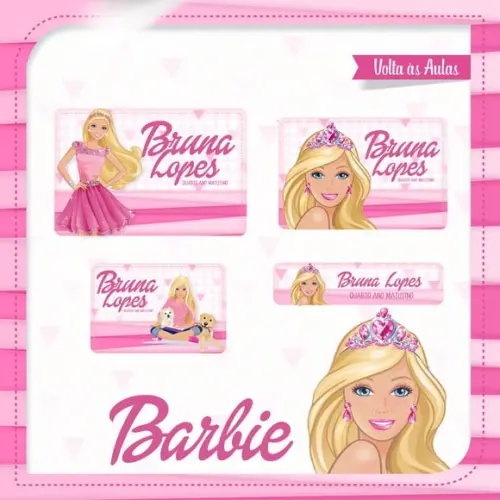 Etiqueta Escolar em Vinil Barbie
