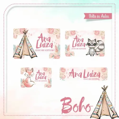 Etiqueta Escolar em Vinil Boho