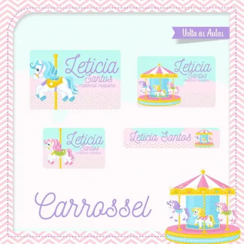 Etiqueta Escolar em Vinil Carrossel