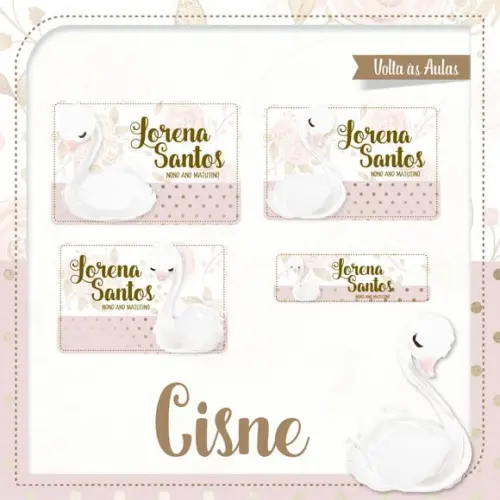 Etiqueta Escolar em Vinil Cisne