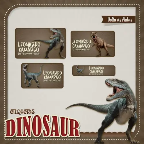 Etiqueta Escolar em Vinil Dino