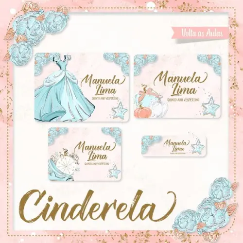 Etiqueta Escolar em Vinil Cinderela