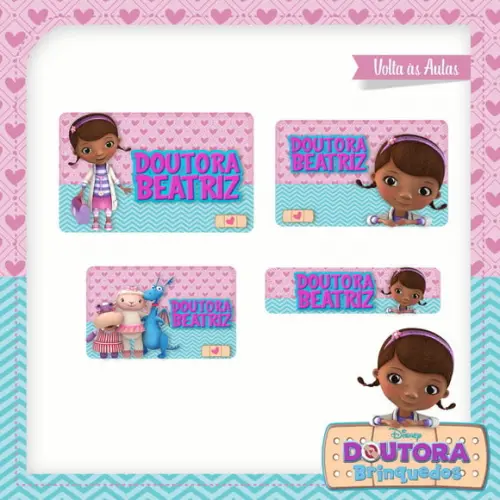 Etiqueta Escolar em Vinil Dra. Brinquedos