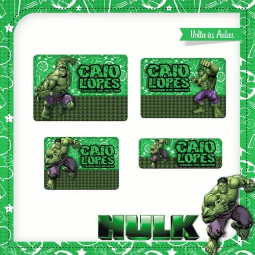 Etiqueta Escolar em Vinil Hulk
