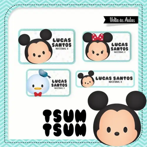 Etiqueta Escolar em Vinil Mickey Tsum