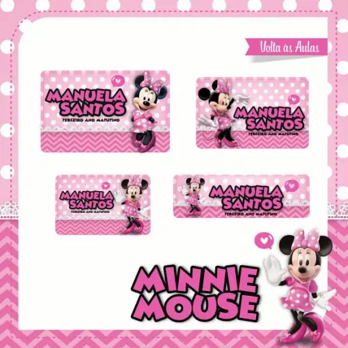 Etiqueta Escolar em Vinil Minnie Rosa