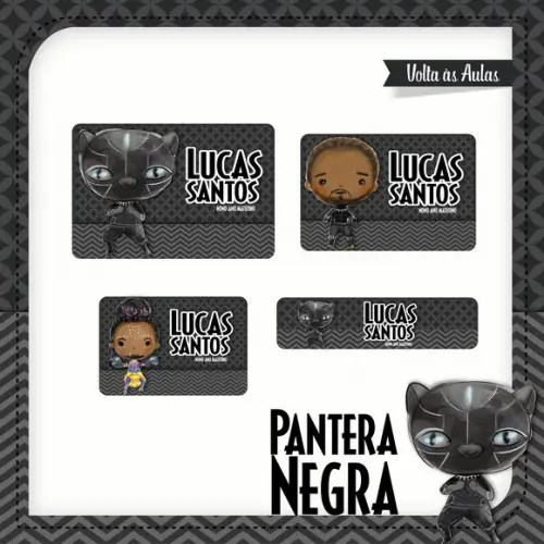 Etiqueta Escolar em Vinil Pantera Negra