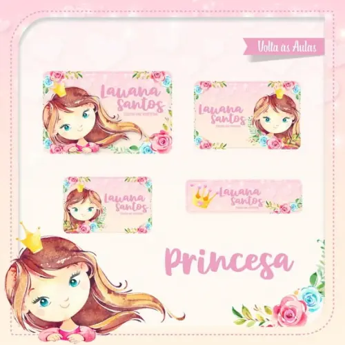 Etiqueta Escolar em Vinil Princesa