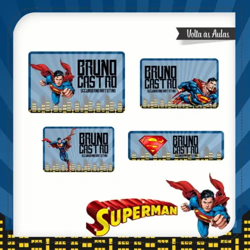 Etiqueta Escolar em Vinil Super Homem