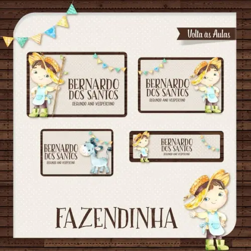 Etiqueta Escolar Fazendinha Menino