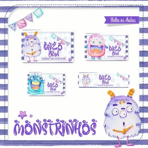 Etiqueta Escolar Monstrinhos
