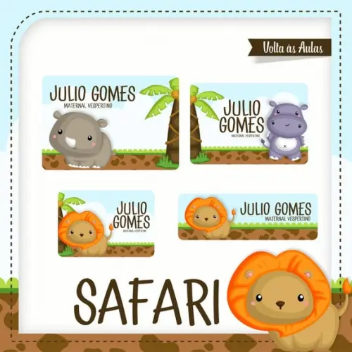 Etiqueta Escolar Safari