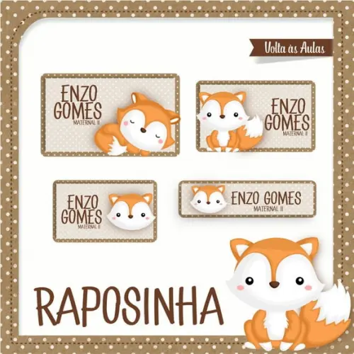 Etiqueta Escolar Raposinha