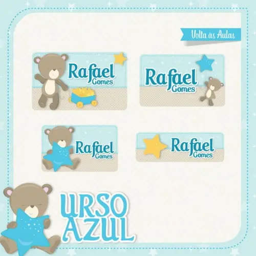 Etiqueta Escolar Ursinho Azul