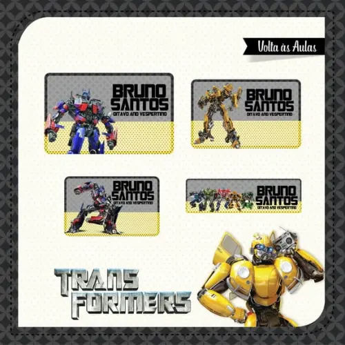Etiqueta Escolar Transformers