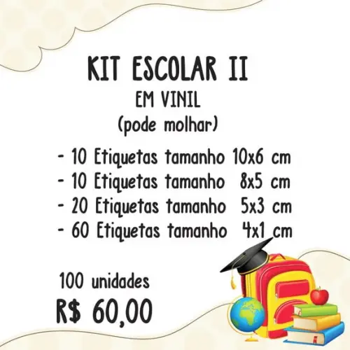 Kit Etiqueta Escolar em Vinil