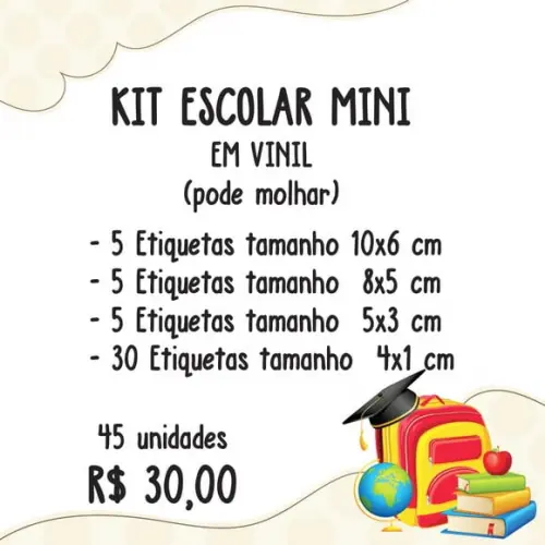Kit Etiqueta Escolar em Vinil Mini