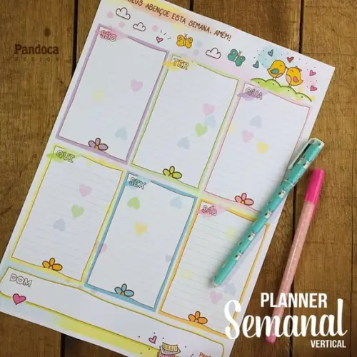 Planner de Mesa Semanal Vertical