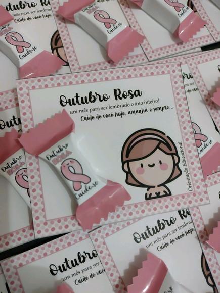 Cartão com Balinhas Outubro Rosa (50 Un)