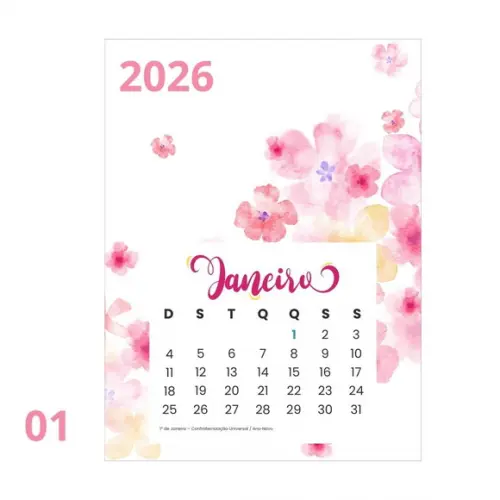 Arquivo Impresso - Mini Calendários 2026 (kit com 15 Un)