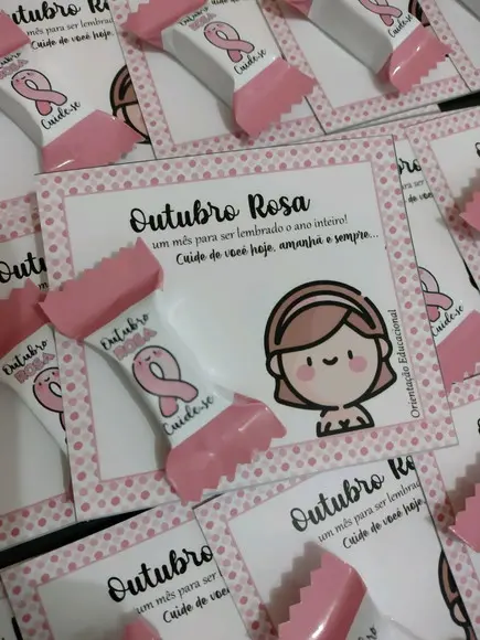Cartão com Balinhas Outubro Rosa (50 Un)