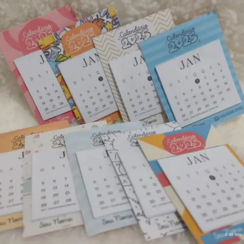 Arquivo Impresso - Mini Calendários 2025 (kit com 10 Un.)