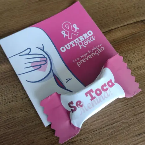 Cartão com Balinhas Outubro Rosa (50 Un.)