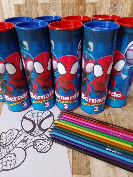12 Cores Kit Colorir no Tubo Spider e Seus Amigos