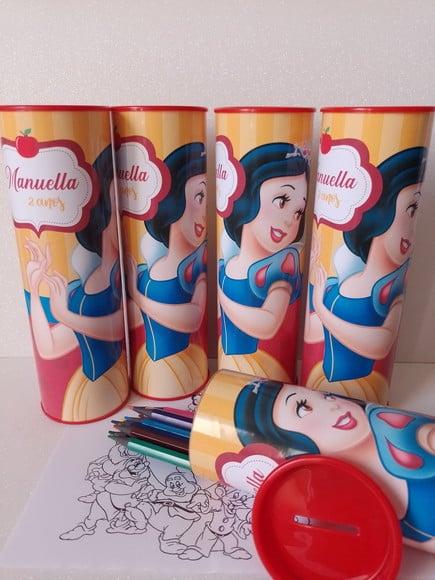 12 Cores Tubo Lata com Kit para Colorir Branca de Neve