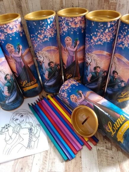 12 Cores Tubo Lata com Kit para Colorir Enrolados