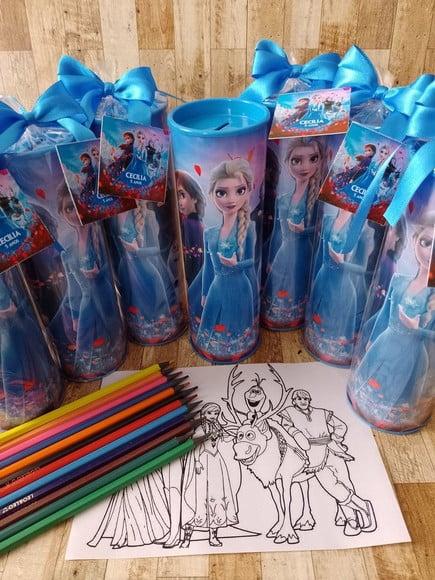 12 Cores Tubo Lata com Kit para Colorir Frozen