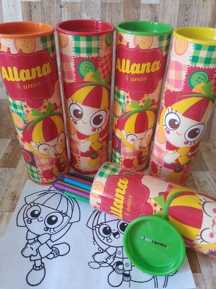 12 Cores Tubo Lata com Kit para Colorir Emília