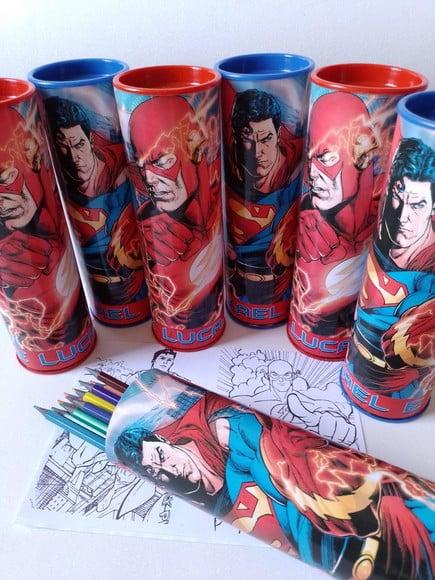 12 Cores Tubo Lata com Kit para Colorir Herois