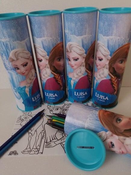 12 Cores Tubo Lata com Kit para Colorir Frozen
