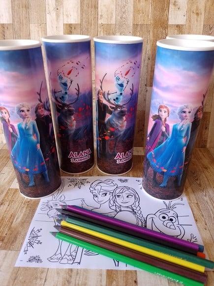 12 Cores Tubo Lata com Kit para Colorir Frozen
